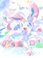 amount:solo atmosphere:christmas atmosphere:snowy body-type:feral outfit series:eeveelutions series:pokemon species:sylveon style:girly style:pastel-colors // 768x1024 // 526KB