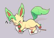 amount:solo body-type:feral series:eeveelutions series:pokemon sleeping species:leafeon // 2300x1600 // 197KB