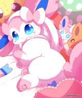 amount:solo atmosphere:bedroom body-type:feral hall-of-fame:bronze plush series:eeveelutions series:pokemon species:sylveon style:chibi style:girly style:one-color style:pink style:playful style:very-girly // 1520x1815 // 2.6MB