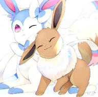 amount:pair atmosphere:sunlight body-type:feral series:eeveelutions series:pokemon species:eevee species:sylveon style:kawaii style:very-kawaii // 1218x1200 // 1.1MB