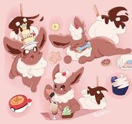 amount:solo atmosphere:bakery atmosphere:cafe baker body-type:feral cake coffee cupcake eeveelutions-as-food food oc series:pokemon species:eevee sundae sweets // 420x394 // 49KB
