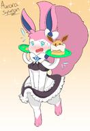 amount:solo arms-between-legs body-type:anthro body-type:semi-anthro food maid outfit series:eeveelutions series:pokemon species:sylveon style:girly style:sparkly sweets visibly-shy // 1100x1600 // 507KB