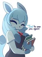 amount:solo body-type:anthro body-type:humanoid book nerdy outfit schoolgirl-outfit series:eeveelutions series:pokemon species:glaceon style:over-exposure // 968x1300 // 119KB