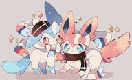 amount:pair body-type:feral hat scarf series:eeveelutions series:pokemon species:shiny-pokemon species:sylveon // 2028x1223 // 193KB