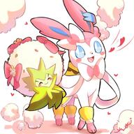 affection amount:pair amount:solo body-type:feral series:eeveelutions series:pokemon species:eldgegoss species:sylveon style:kawaii wearing-bow // 1300x1300 // 177KB