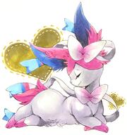 amount:solo body-type:feral body-type:slightly-chubby fluffified hall-of-fame:bronze laying-on-belly laying-on-side series:eeveelutions series:pokemon smug species:sylveon style:watercolor visual-teasing // 1800x1920 // 269KB
