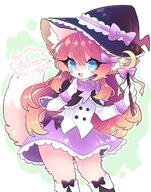 amount:solo body-type:anthro hat magical-girl maid outfit species:fox style:kemono style:outline touching-face wearing-bow // 1610x2048 // 369KB