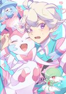 affection amount:pair body-type:feral body-type:humanoid cuddling outfit series:eeveelutions series:pokemon species:human species:sylveon style:chromatic-aberration style:girly style:pastel-colors // 2448x3472 // 619KB