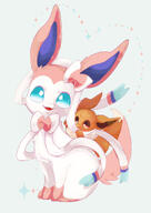 amount:pair body-type:feral nomming series:eeveelutions series:pokemon species:eevee species:sylveon style:kawaii // 1000x1414 // 212KB