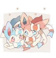 affection amount:pair amount:solo body-type:feral cuddling series:eeveelutions series:pokemon species:sylveon style:kawaii style:playful // 1168x1209 // 111KB