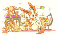 amount:multiple atmosphere:regal body-type:feral series:eeveelutions series:pokemon species:eevee species:sylveon style:playful wearing-bow // 730x458 // 340KB