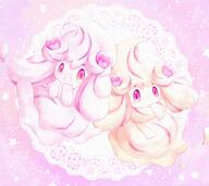 amount:pair body-type:semi-anthro food species:alcremie species:food-creature style:girly style:pastel-colors style:very-girly style:watercolor sweets // 1749x1560 // 4.0MB