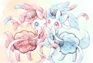 amount:pair body-type:feral dress outfit series:eeveelutions series:pokemon species:sylveon style:girly style:pastel-colors style:watercolor // 2039x1378 // 425KB