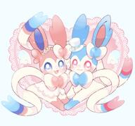 amount:pair atmosphere:fashion body-type:feral feminine flower flower-crown outfit series:eeveelutions series:pokemon species:shiny-pokemon species:sylveon style:girly style:playful style:very-girly top-hat wearing-flower // 2227x2076 // 310KB