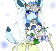 amount:solo body-type:anthro body-type:semi-anthro boquet dress flower outfit series:eeveelutions series:pokemon species:glaceon wedding-dress // 800x730 // 102KB