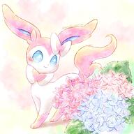 amount:solo body-type:feral flower series:eeveelutions series:pokemon species:sylveon style:girly style:watercolor // 2048x2048 // 504KB
