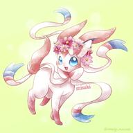 amount:solo body-type:feral feminine flower flower-crown series:eeveelutions series:pokemon species:sylveon style:girly style:watercolor wearing-flower // 2000x2000 // 300KB