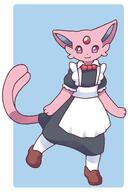 amount:solo body-type:anthro body-type:semi-anthro forehead-gem maid outfit series:eeveelutions series:pokemon species:espeon style:kawaii thigh-highs // 1948x2740 // 236KB