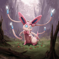 amount:solo atmosphere:fantasy atmosphere:forest body-type:feral mushrooms series:eeveelutions series:pokemon species:sylveon // 1280x1280 // 271KB