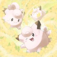 amount:multiple atmosphere:flowers body-type:blob flower species:clefairy style:circle-sparkles style:over-exposure style:pastel-colors style:playful // 2000x2000 // 371KB