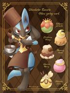 amount:solo atmosphere:cafe body-type:semi-anthro chocolate custom-foods species:lucario style:contrasting-colors // 1200x1600 // 242KB