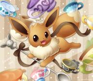 amount:solo atmosphere:cafe body-type:feral eeveelutions-as-food hall-of-fame:bronze series:pokemon species:eevee style:abstract-background style:girly style:sparkly tea // 1600x1400 // 228KB