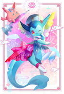 amount:pair body-type:blob body-type:feral body-type:semi-anthro dress hall-of-fame:bronze hall-of-fame:silver hat nurse outfit series:eeveelutions series:pokemon species:corsola species:vaporeon style:border style:chromatic-aberration style:kawaii style:playful style:thin-border style:very-girly style:white-border // 1461x2122 // 1.9MB