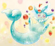 amount:solo body-type:feral food fruit hall-of-fame:bronze hall-of-fame:silver kawaii-eyes series:eeveelutions series:pokemon species:glaceon species:vaporeon style:girly style:kawaii style:playful style:sparkly style:very-girly style:very-playful style:watercolor // 1000x833 // 130KB