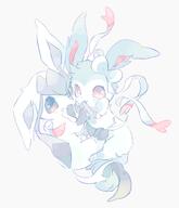 affection amount:pair amount:solo body-type:feral cuddling series:eeveelutions series:pokemon species:glaceon species:shiny-pokemon species:sylveon // 2411x2804 // 262KB