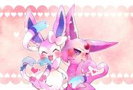 amount:pair atmosphere:valentines-day body-type:feral forehead-gem heart-shape romance series:eeveelutions series:pokemon species:espeon species:sylveon style:pastel-colors style:watercolor // 1250x850 // 199KB