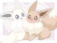 amount:pair atmosphere:frilly-background body-type:feral series:pokemon species:eevee species:shiny-pokemon style:kawaii // 3000x2250 // 267KB