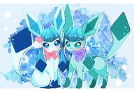 amount:pair atmosphere:snowy body-type:feral series:eeveelutions series:pokemon species:glaceon style:one-color style:watercolor wearing-bow // 1024x711 // 130KB