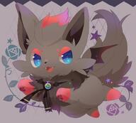 amount:solo atmosphere:halloween bat-wings body-type:feral body-type:slightly-chubby species:zorua style:colored-lighting style:dark-background wings // 2000x1800 // 248KB