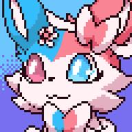amount:solo body-type:feral feminine flower oc series:eeveelutions series:pokemon species:sylveon style:dithering style:girly style:pixel-art wearing-flower // 240x240 // 420KB