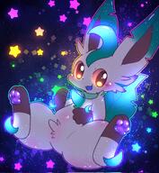 amount:solo atmosphere:space body-type:feral series:eeveelutions series:pokemon species:leafeon style:dithering style:glow style:outline style:playful // 1886x2048 // 679KB