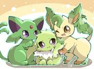 amount:multiple body-type:feral forehead-gem series:eeveelutions series:pokemon species:espeon species:jolteon species:leafeon species:shiny-pokemon style:girly style:kawaii style:one-color style:outline style:sparkly // 1189x874 // 251KB