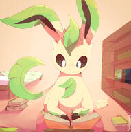 amount:solo atmosphere:home atmosphere:studious body-type:feral body-type:semi-anthro book nerdy series:eeveelutions series:pokemon species:leafeon // 1392x1400 // 413KB