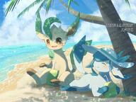 amount:pair atmosphere:beach atmosphere:sunlight body-type:feral series:eeveelutions series:pokemon species:glaceon species:leafeon style:noisy // 1800x1350 // 515KB
