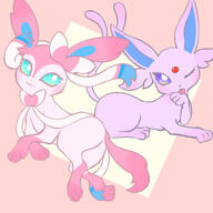 amount:pair blep body-type:feral forehead-gem series:eeveelutions series:pokemon species:espeon species:sylveon style:playful wink // 2048x2048 // 1.1MB