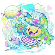amount:solo apron body-type:feral drink food fruit ice-cream species:reuniclus style:dithering style:pastel-colors style:pixel-art sweets // 2048x2048 // 466KB