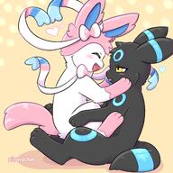 affection amount:pair body-type:feral cuddling heart-shape romance series:eeveelutions series:pokemon species:sylveon species:umbreon style:kawaii // 2000x2000 // 1010KB