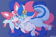 affection amount:pair atmosphere:bedroom body-type:feral body-type:semi-anthro cuddling feminine flower glasses hall-of-fame:bronze nerdy series:eeveelutions series:pokemon species:sylveon species:vaporeon style:girly wearing-flower // 2186x1459 // 259KB