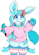 amount:solo body-type:anthro body-type:semi-anthro detailed-print feminine flower hoodie pride series:eeveelutions series:pokemon species:glaceon style:girly sweater thigh-highs wearing-flower // 1810x2602 // 346KB