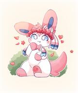 amount:solo atmosphere:flowers body-type:feral body-type:semi-anthro feminine flower flower-crown series:eeveelutions series:pokemon species:sylveon style:girly style:pastel-colors wearing-flower // 1718x2048 // 212KB
