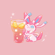 amount:solo body-type:feral drink lemon lemonade series:eeveelutions series:pokemon species:sylveon style:girly style:one-color style:pink style:sparkly // 1000x1000 // 358KB