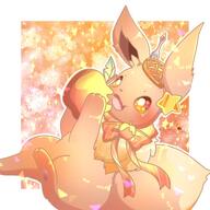 amount:solo apple body-type:feral eating series:pokemon species:eevee style:kawaii style:orange style:playful style:white-border wearing-bow // 768x768 // 78KB