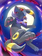 amount:solo atmosphere:darkness atmosphere:night atmosphere:stary body-type:feral scarf series:eeveelutions series:pokemon species:umbreon style:dithering // 1800x2400 // 501KB