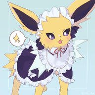 amount:solo body-type:feral maid outfit series:eeveelutions series:pokemon species:jolteon style:contrasting-colors style:pastel-colors style:playful style:thin-border // 1000x1000 // 500KB