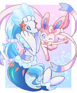 amount:pair amount:solo atmosphere:fantasy atmosphere:stary body-type:feral hall-of-fame:bronze series:eeveelutions series:pokemon species:primarina species:sylveon style:girly style:pastel-colors style:sparkly style:very-girly // 2107x2546 // 2.9MB