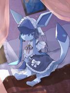 amount:solo atmosphere:bedroom body-type:feral maid outfit series:eeveelutions series:pokemon species:glaceon style:intentional-blur style:kawaii style:noisy // 1536x2048 // 340KB